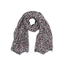 Women's Lightweight Leopard Animal Print Scarf, Soft Pink and Grey, Fashion Wrap
