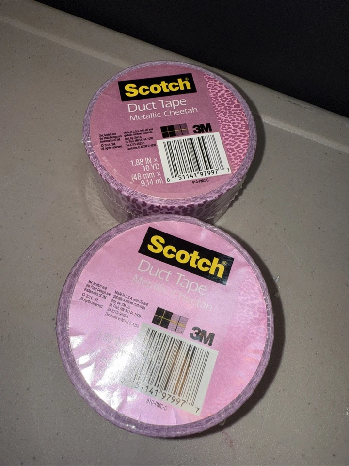 2 rollos de cinta adhesiva escocesa NUEVO rosa metálico guepardo descuento 1,88 pulgadas x 10 yardas Foto 4 de 4