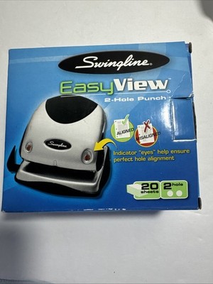 Swingline Easy View 2-Hole Punch 20 Sheets Green/Red Light Alignment Indicator