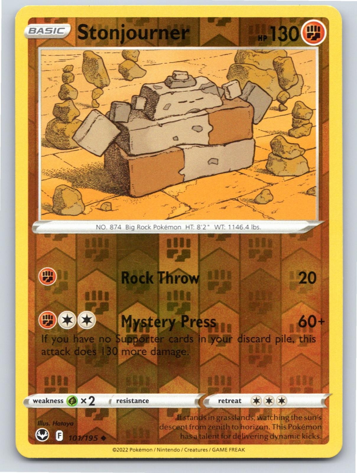 POKEMON STONJOURNER SILVER TEMPEST 101/195 REVERSE HOLO NM A45607 FREE S&H