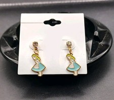 New Disney Alice In Wonderland Enamel Rhinestone Dangle Earrings
