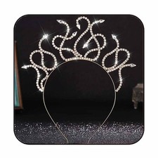Rhinestone Snake Headband Medusa Headpiece Rave Costume Hair Accessories Women