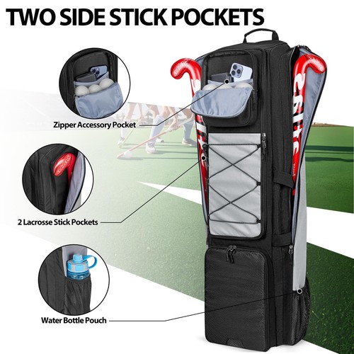GOBUROUS 4 Stick Field Hockey Bag with Shoulder Straps, Backpack with Separat... - Picture 3 of 7