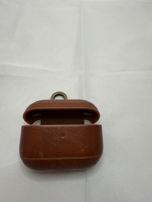 Brown Leather Case Cover with Clip for Apple AirPods Pro Charging Earbuds