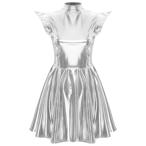 Women Dress Bodycon Costume Holographic Skirts Theme Party Metallic Club Wear - Picture 64 of 116