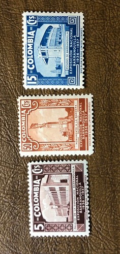Colombia Stamp Sc 448-450 Mint Hinged Barranquilla National Expo - Picture 2 of 3