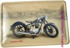 Blechschild 20x30 Touren AWO beige Motorrad DDR Suhl Viertakt Dampfhammer Simson