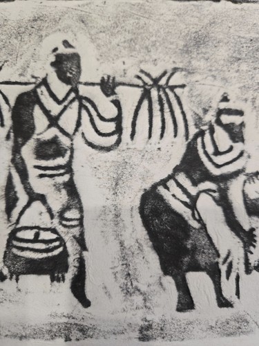 Han dynasty (206BCE) brick relief charcoal rubbings. hunting and scarf dancing - Picture 7 of 12