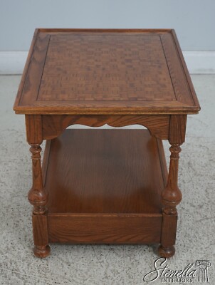 63704EC: ETHAN ALLEN Parquet Top Oak 1 Drawer End Table | eBay