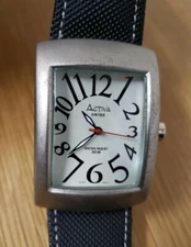 Men's Activia Swiss Register 495494 Watch 30M Black Band 38mm Case New Battery