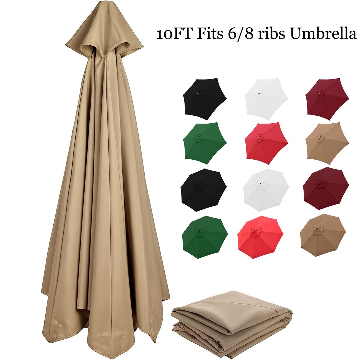10 patio umbrella replacement canopy 6 rib Rectangular Patio Umbrella Canopy 10x6.5ft 6-Rib