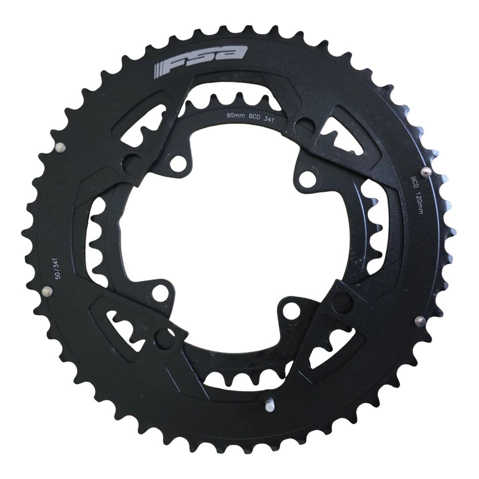 FSA Road bike Chainring Set 50T 34T Alloy 11 speed 120BCD 90BCD 4 Bolt - Image 2 of 4