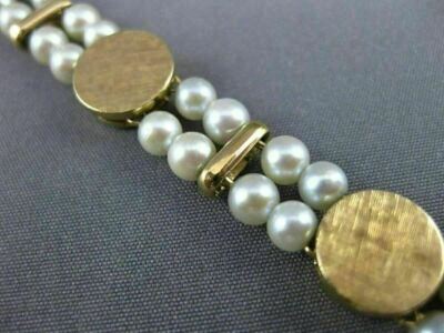 ESTATE WIDE LUCIEN PICCARD 14KT YELLOW GOLD 3D MATTE TWO STRAND BRACELET  #24428