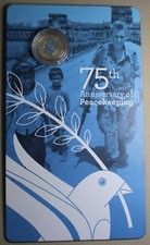 * 2022 $2 COLOURED DOLLAR "C" 75TH ANNIVERSARY OF PEACEKEEPING IN CARD #DFH56