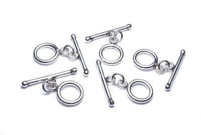 5 sets Bali Sterling Silver Plain Toggle Clasps #884