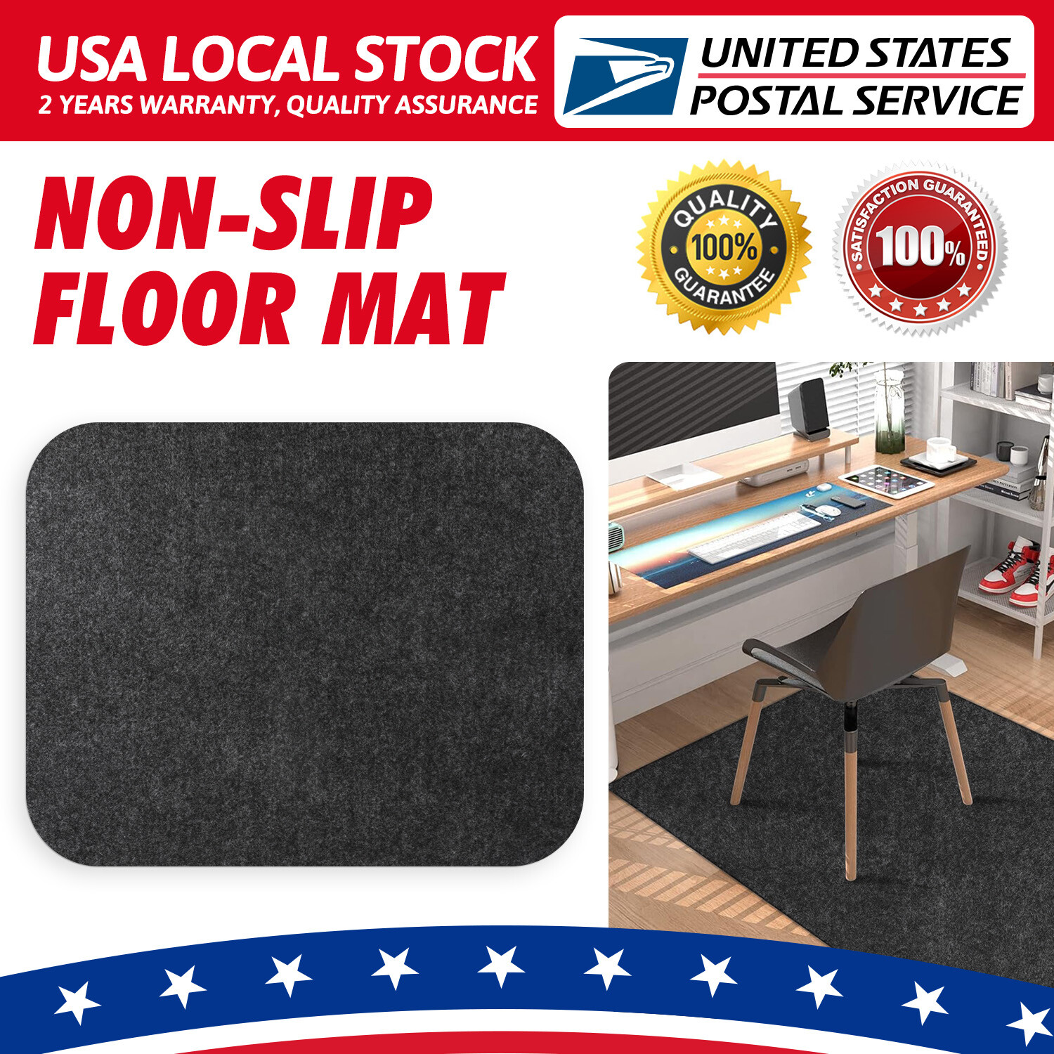 Non-Slip Heavy Duty Office Chair Mat for Hardwood Floors-image