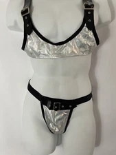 Men Sexy Bandage Lingerie Elastic Costume Thong Set Harness Shoulder Sz S