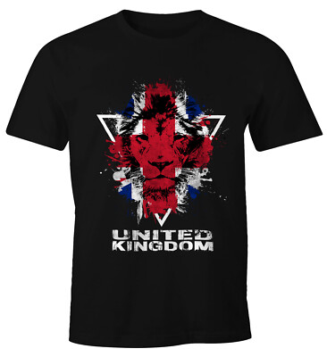 Herren T-Shirt - Great Britain UK United Kingdom Lion Flagge Fahne Farben -