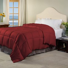 Deluxe 1000 TC Burgundy Down Alternative Comforter 100% Cotton Stripes Pattern
