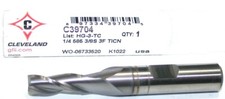 Cleveland Twist C39704 1/4" 3 Flute TiCN HSS End Mill New