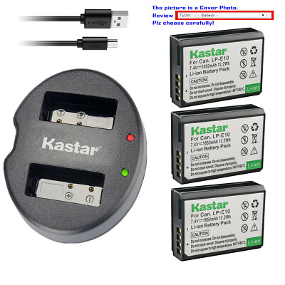 Kastar Battery Dual Charger for Canon LP-E10 LC-E10 & Canon EOS 1500D Camera