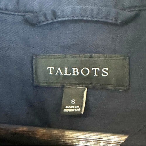 Talbots navy linen blend utility shirt jacket women S - Picture 8 of 10
