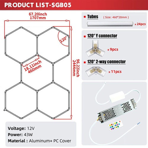 5-14X LED Hexagon Licht RGB Farbwechsel Dimmbar Waben Beleuchtung Wandleuchte - Picture 26 of 29