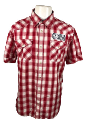 Tom Tompson Jeans Urban Denim Men's XXL Check Pearl Snap Slim Fit  Bikers Shirt