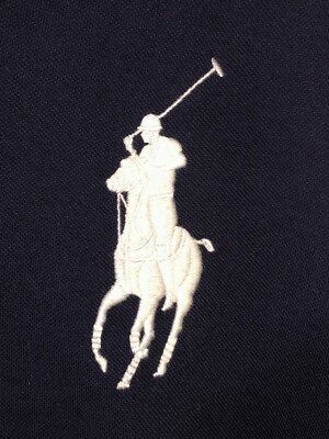 Polo Ralph Lauren Custom Fit Polo Shirt Men L Navy Blue Big Pony