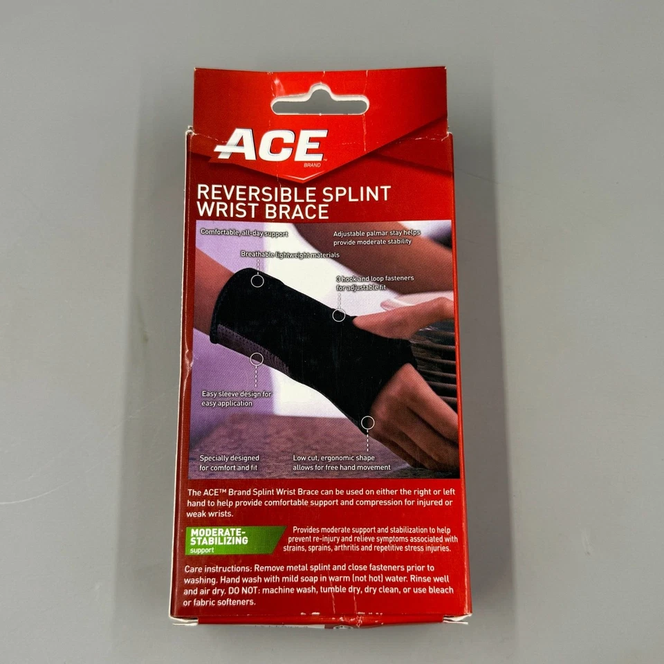 ACE Reversible Splint Wrist Brace Adjustable Black 1ct Stabilizes & Supports - Image 3 of 4
