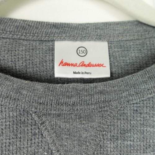 Hanna Andersson Long Sleeve Waffle Knit Sweatshirt Boys 150cm U.S. 12 Gray - Picture 3 of 6