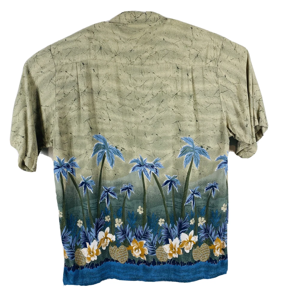 Рубашка на пуговицах мужская Hana Bay Island стиль размер L ладони ананас и гибискус - Изображение 2 из 4