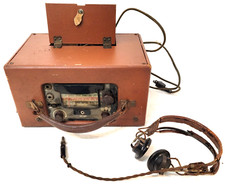 WWII Learavian RM402C 3 Band Tube Pilot / Airline Radio &amp; R-14 Receiver Headset  			