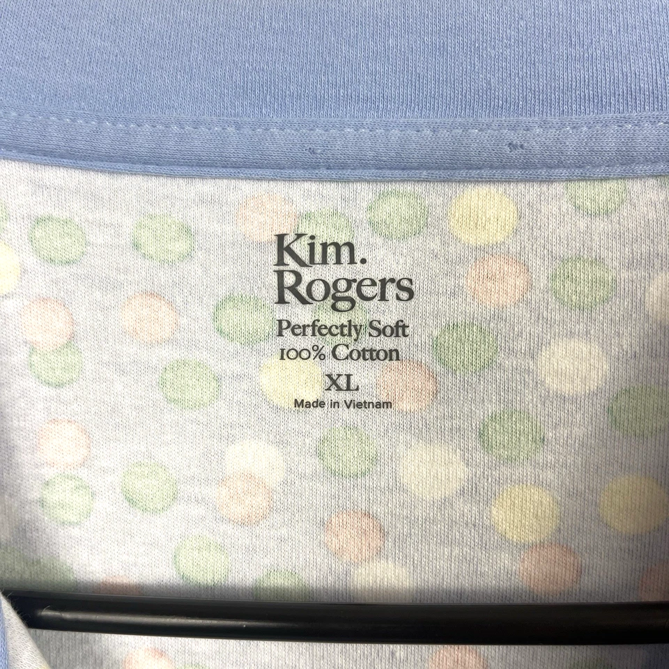 Mujer Kim Rogers Perfectamente Suave Multicolor Lunares Cuello Botón Acento Talla XL Foto 2 de 4