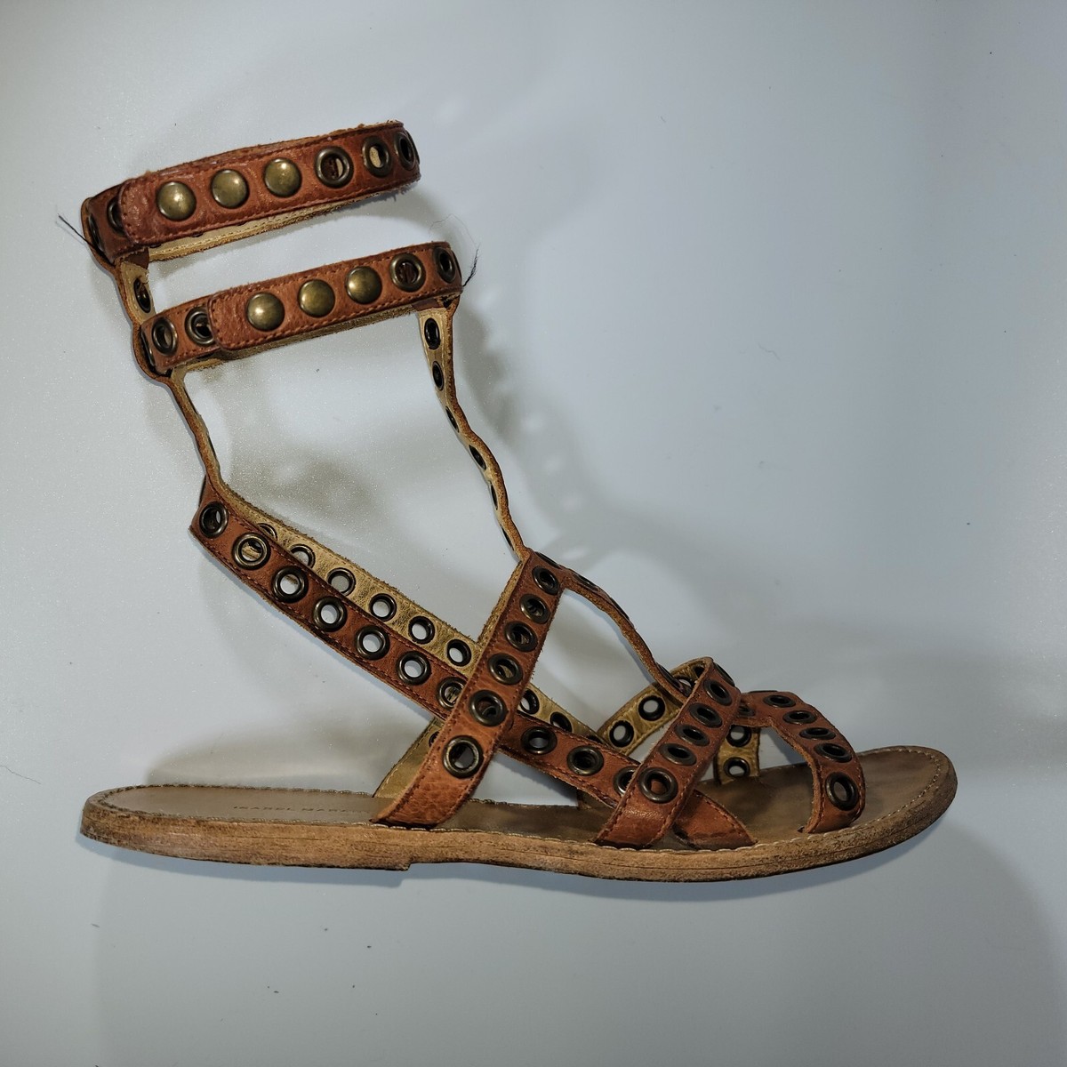 Isabel Marant Leather Gladiator Grommet Sandals Italy Handmade
