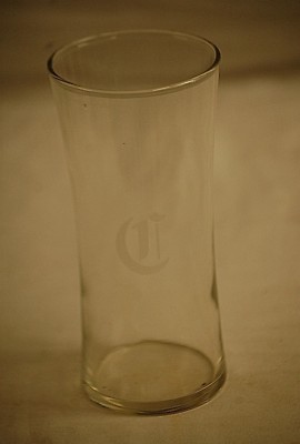 Vintage Tall Ice Tea Drinking Glass Tumbler Engraved Old English Typeface ''C''