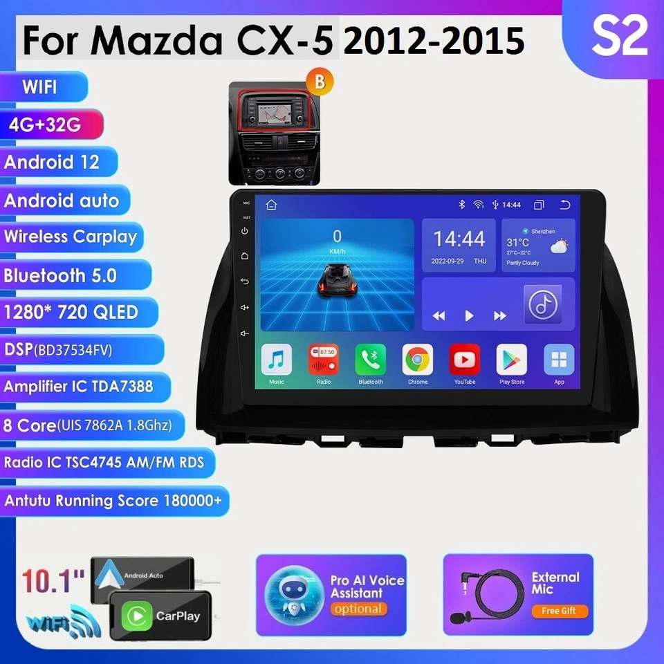 Octa Core 10.1" Para Mazda CX-5 2013-2015 Android 12 Coche GPS Estéreo Radio CarPlay Foto 2 de 4
