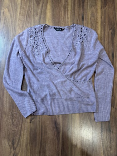 Dorothy Perkins Wrap Style Crossover Jumper Crochet Soft UK 16