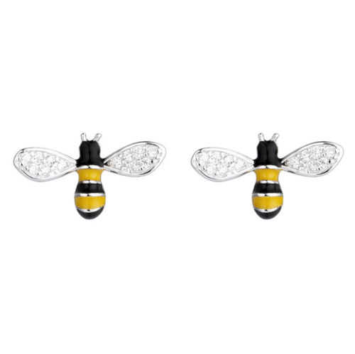 Honeybee 925 Sterling Silver Cz Bee Hypo-Allergenic Post Stud Earrings Gift PE41 - Afbeelding 1 van 7