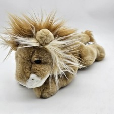 FAO Schwarz Plush Lion Stuffed Animal Toy Children Tan Beige Soft 14" Bean