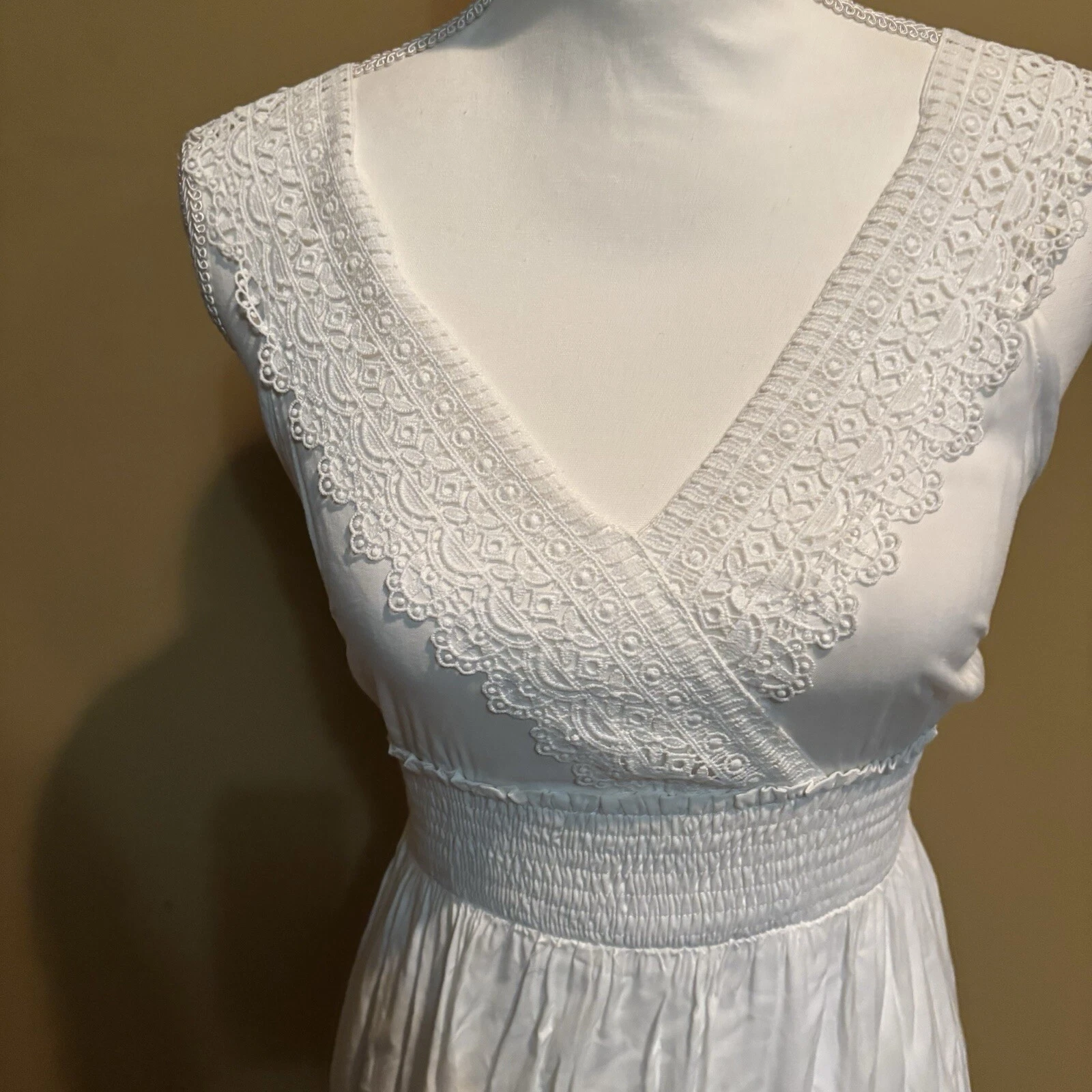 OFF WHITE Max abito donna Altar'd State bianco sporco 100% cotone nuovo con etichetta taglia XS dettaglio pizzo