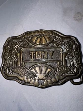 Vintage Oden Inc Belt Buckle Brass Floral (Tony) b6