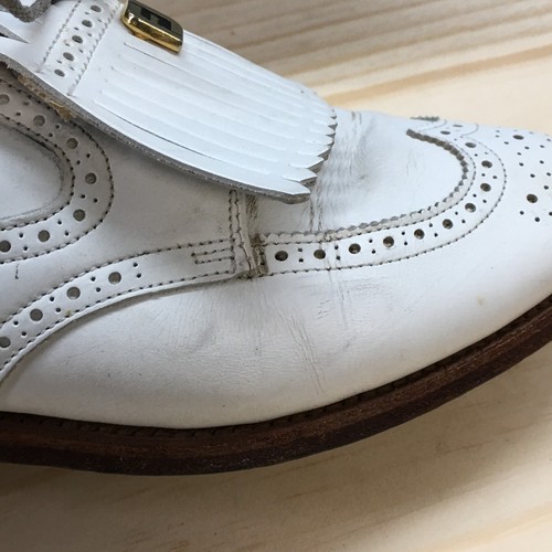 Footjoy Shoes Mens 7.5B Golf Cleats Sneaker White Leather Fringe Lace Up Comfort - Picture 4 of 22