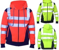 Premium Hi Vis High Visibility Fleece Bomber Jacket Padded Safety Work Coat