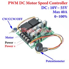 DC 10-55V 12V 24V 48V 40A PWM DC Motor Speed Controller CW CCW Reversible Switch