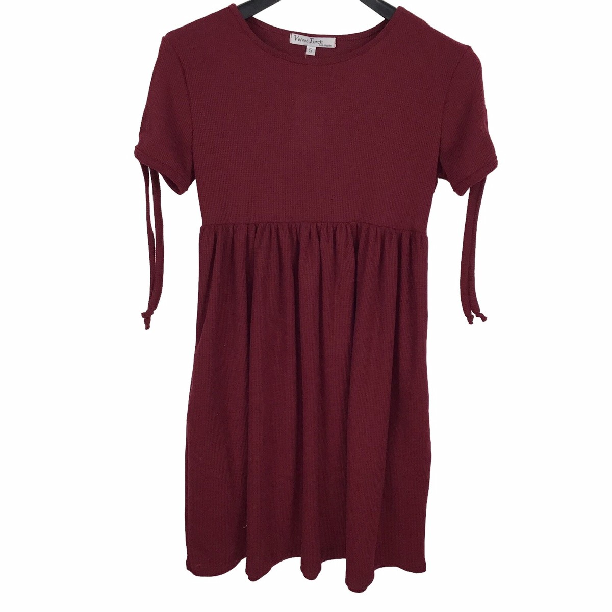 Velvet Torch Tie Cuff Babydoll Dress - Burgandy at Nordstrom Rack