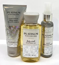 ✨Bath & Body Works PLATINUM Body Cream,Gel,Shimmer Mist TRAVEL✨