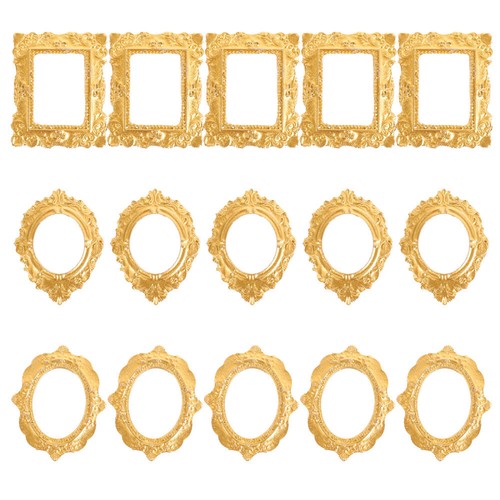 15 Pcs Photo Frame Accessories Mini Gold Frames Travel Dollhouse