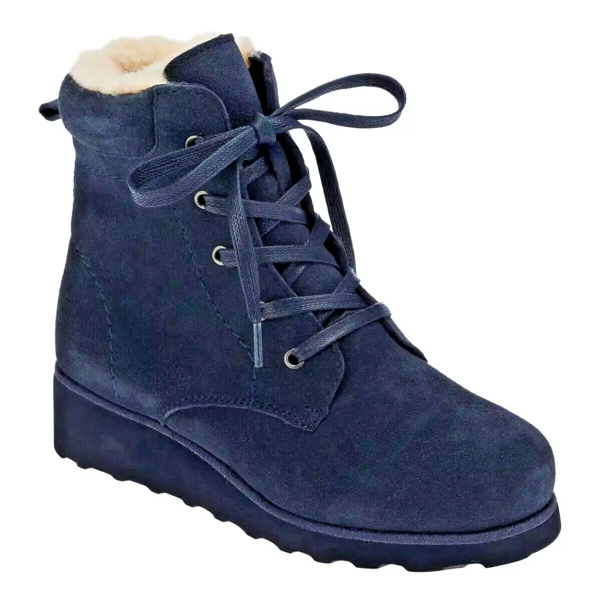 BEARPAW WOMENS BOOTS ARIELLA WATER STAIN REPELLANT NAVY LEATHER
