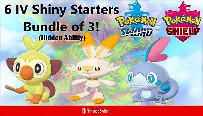 Shiny Grookey/Scorbunny/Sobble Starters Pack HA 6IV - Pokemon Sword/Shield